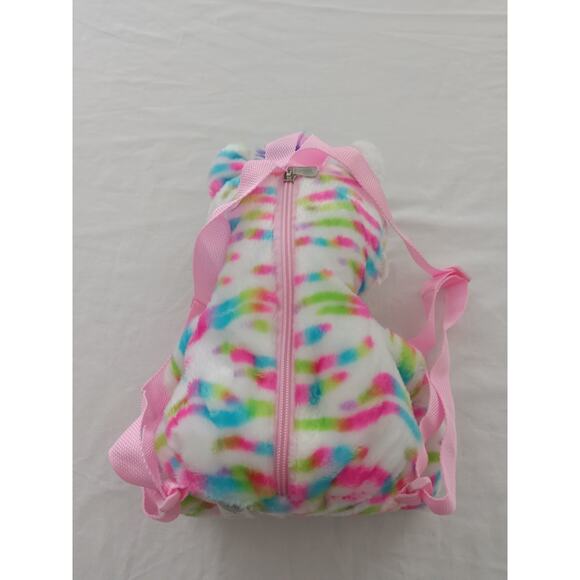 Carried Away Plush Unicorn Backpack Tie-Dye Rainbow Pastel Kids Bag - Picture 3 of 4